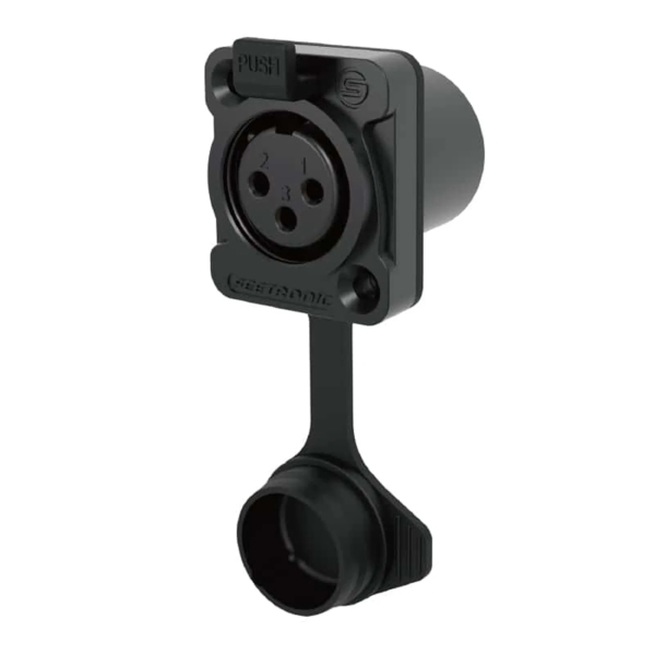 Seetronic K3F2C-W-B IP65 3-Pin Female Chassis Connector - Black