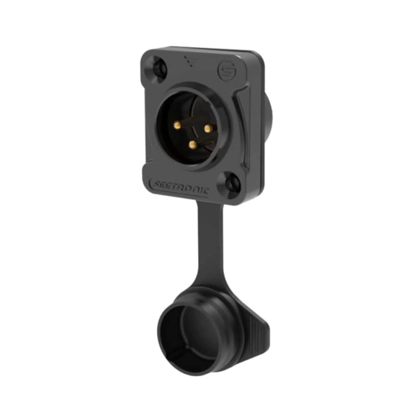 Seetronic J3F2C-W-B IP65 3-Pin Male Chassis Connector - Black