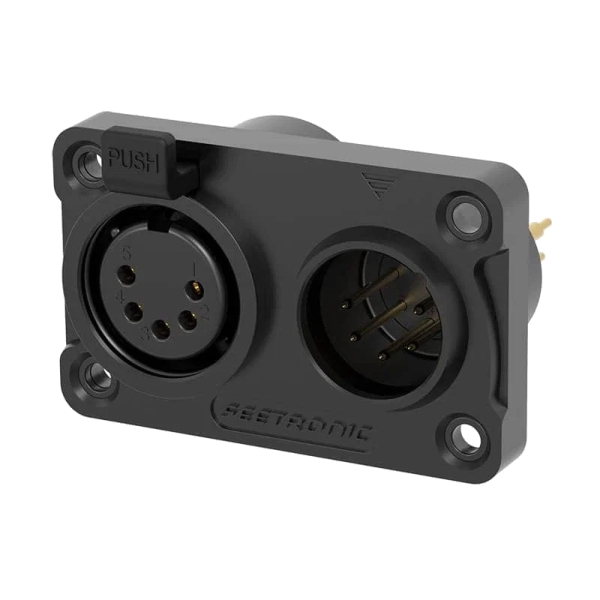 Seetronic C5F2C-W-B 5-Pin XLR Chassis Dual Male & Female Connector - IP65