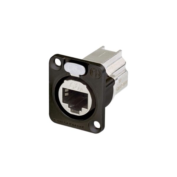 Neutrik EtherCON CAT6A Feedthrough Panel Connector, Black (NE8FDX-P6-B)