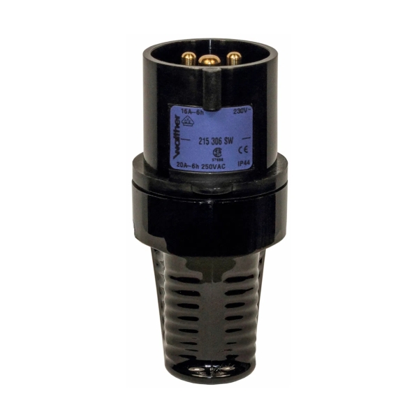 Walther 215306SW 16A 230V 2P+E Black Plug