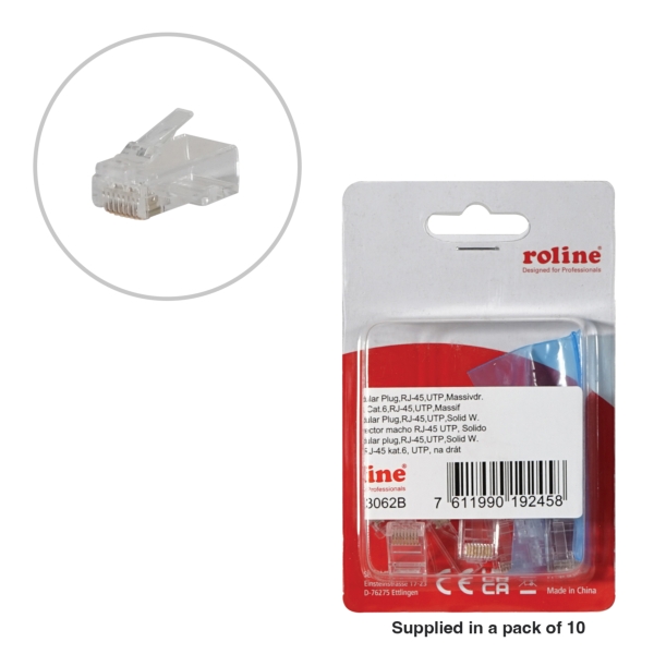 Roline Modular RJ45 Plugs, UTP 8P8C Unshielded 21.17.3062 (Pack of 10)