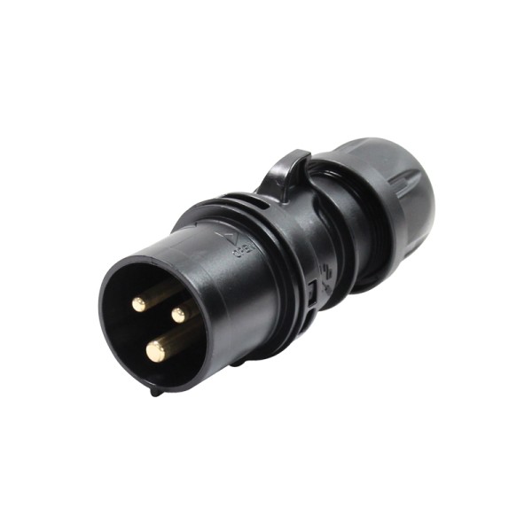 PCE 16A 230V 2P+E Black Plug (013-6X)