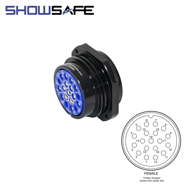 Showsafe Socapex 19-Pin Panel Female Socket - P19-PF-S-UL