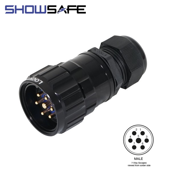 Showsafe Socapex 7-Pin Line Male Plug - P7-LM-S-M32-BK-UL