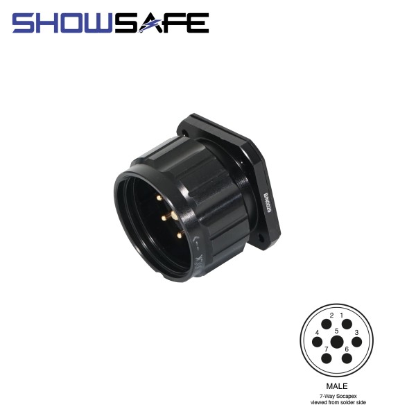 Showsafe Socapex 7-Pin Panel Male Plug - P7-PM-S-BK-UL