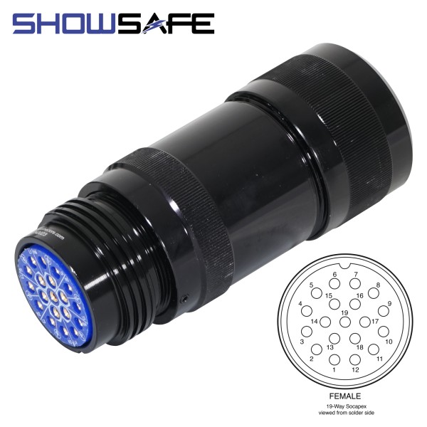 Showsafe Socapex 19-Pin Line Female Socket Blue Cap - P19-LF-S-SPR-UL