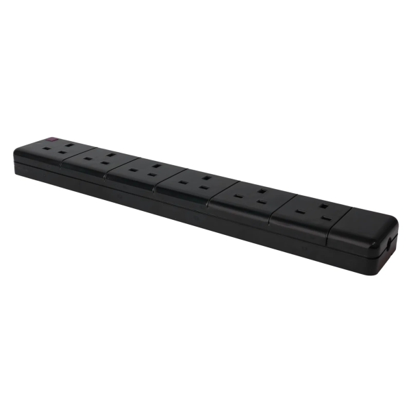 elumen8 6-Gang Mains Socket, Black