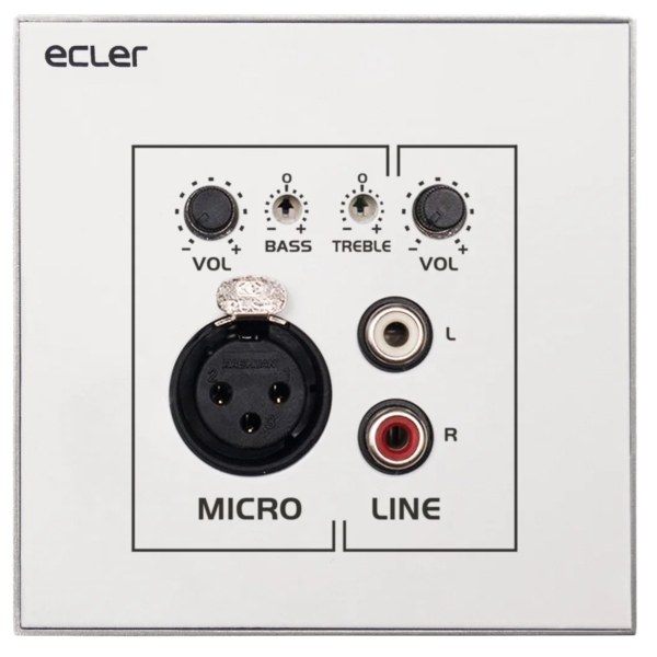 Ecler WPaMIX-T Remote Wall Input Panel with Micro Mixer, Mic/Line Input & Talkover