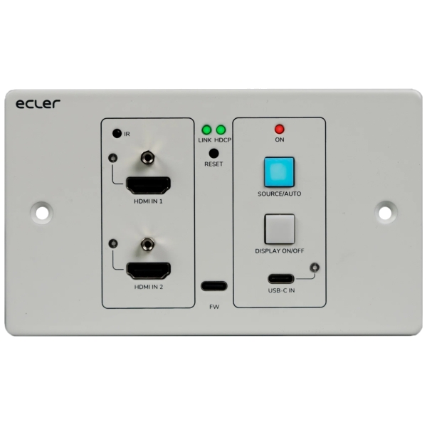 Ecler VEO-XWT44E 4K HDMI Wall-Plate Transmitter with 2x HDMI In, and 1 USB-C In (Up to 70m)