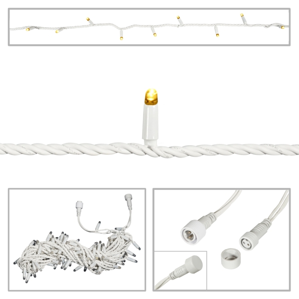 elumen8 White Rubber Connectable, Dimmable LED String Light, IP65 - Warm White, 20M
