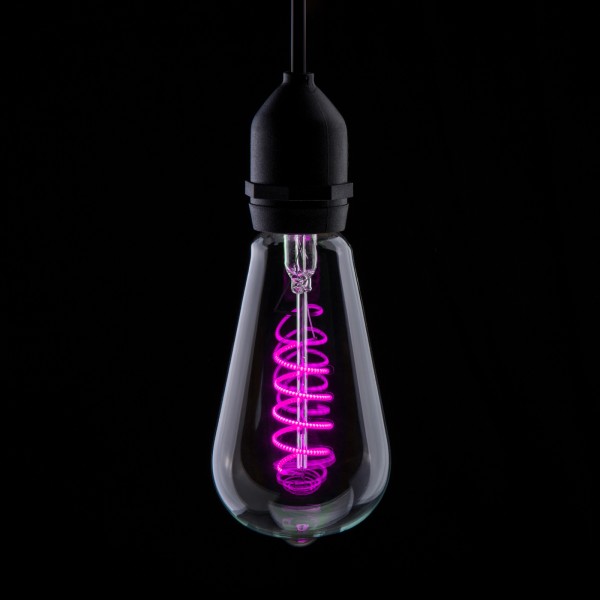 Prolite 4W LED ST64 Spiral Funky Filament Lamp ES, Magenta