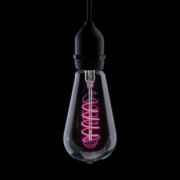 Prolite 4W LED ST64 Spiral Funky Filament Lamp ES, Pink