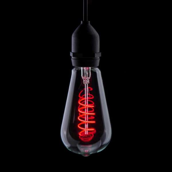 Prolite 4W LED ST64 Spiral Funky Filament Lamp ES, Red