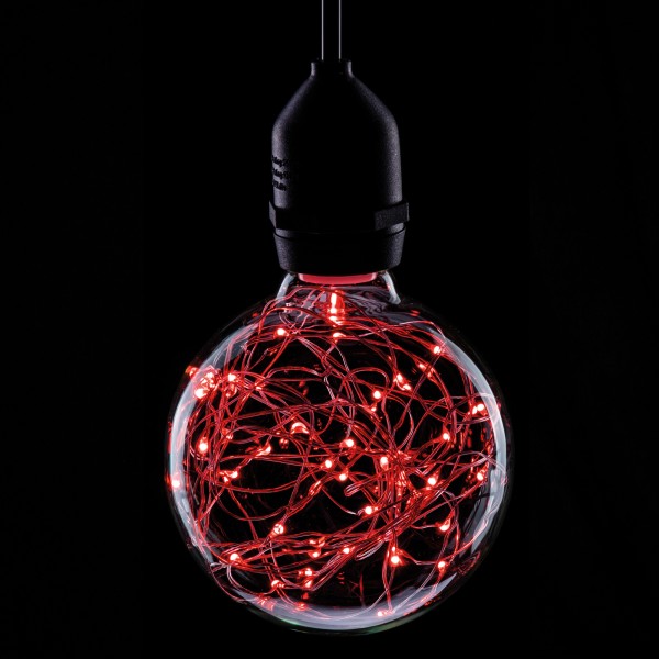 Prolite 1.7W LED G95 ES Poly Star Polycarbonate Lamp, Red