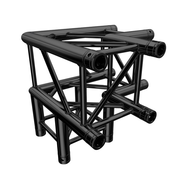 Global Truss F34 PL Stage Black 3 Way 90 Degree Corner (4126-30PL-B)