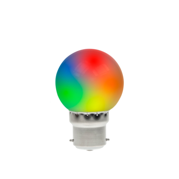 Prolite 0.5W LED Polycarbonate Golf Ball Lamp, BC RGB Colour Changing