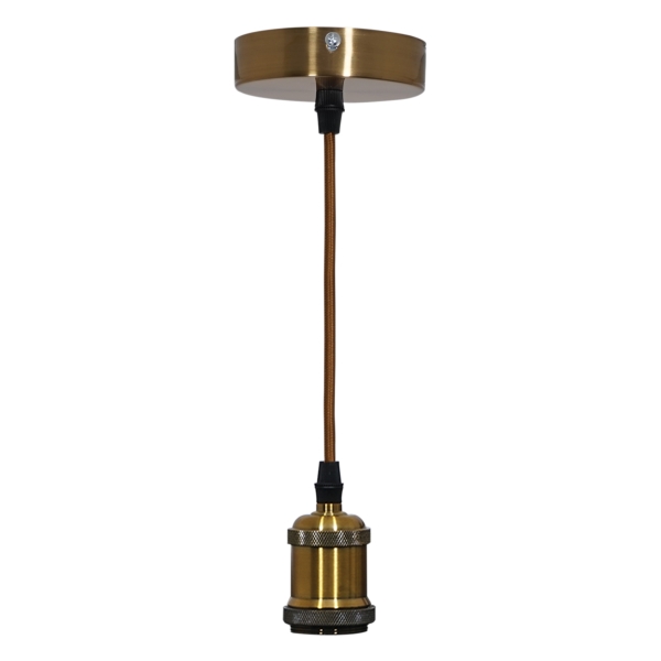 Prolite E27 Pendant Kit - Antique Gold with Gold Fabric Cord