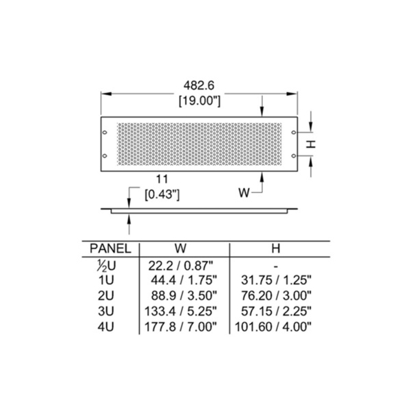 Plaque acier ventilée 19 pouces 3U épaisseur 1,5mm - PENN ELCOM