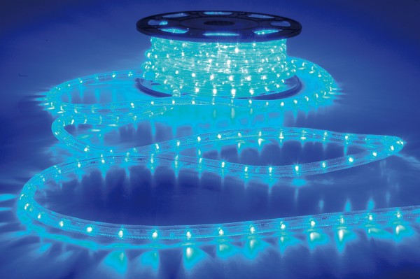 Lyyt Blue LED Rope Light, IP44, 50 metre reel