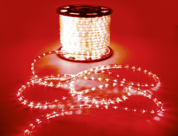 Lyyt Red LED Rope Light, IP44, 50 metre reel