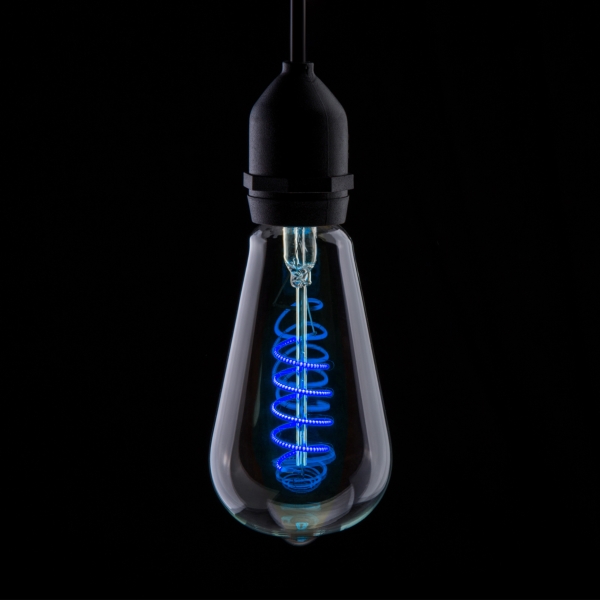 Prolite 4W Dimmable LED ST64 Spiral Funky Filament Lamp BC, Blue