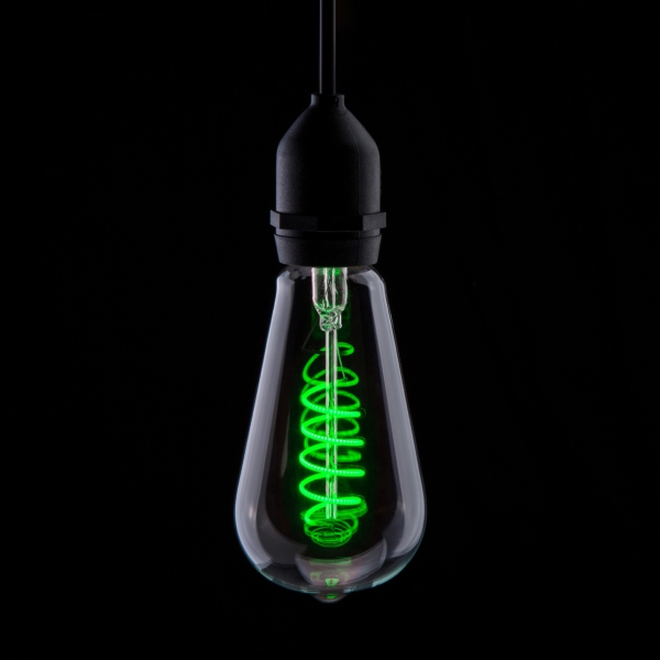 Prolite 4W Dimmable LED ST64 Spiral Funky Filament Lamp BC, Green