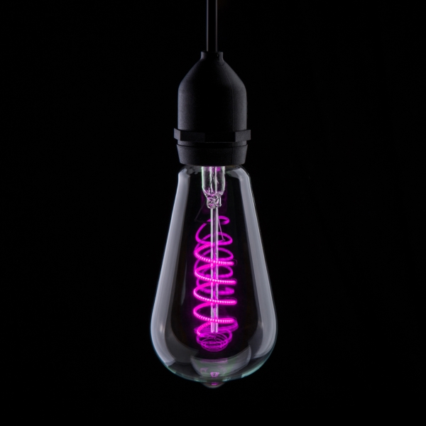 Prolite 4W Dimmable LED ST64 Spiral Funky Filament Lamp ES, Pink