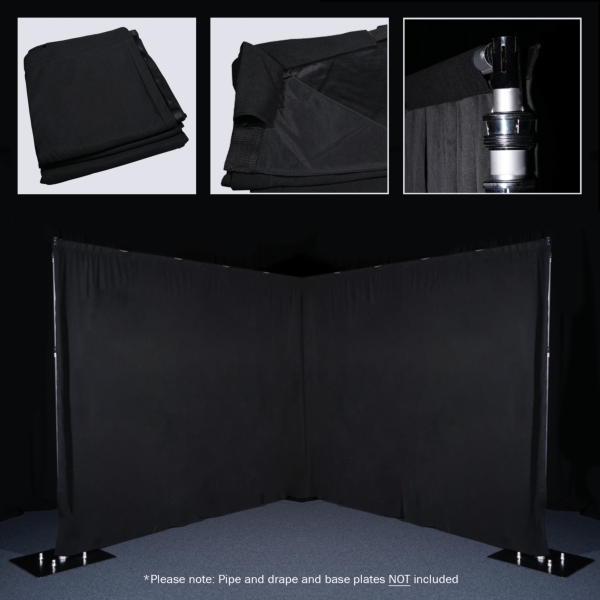 LEDJ 3 x 1.2m Black Pipe and Drape Curtain