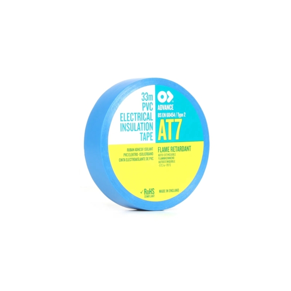 Advance AT7 PVC Electrical Insulation Tape, 19mm x 33m - Blue (Pack of 10)