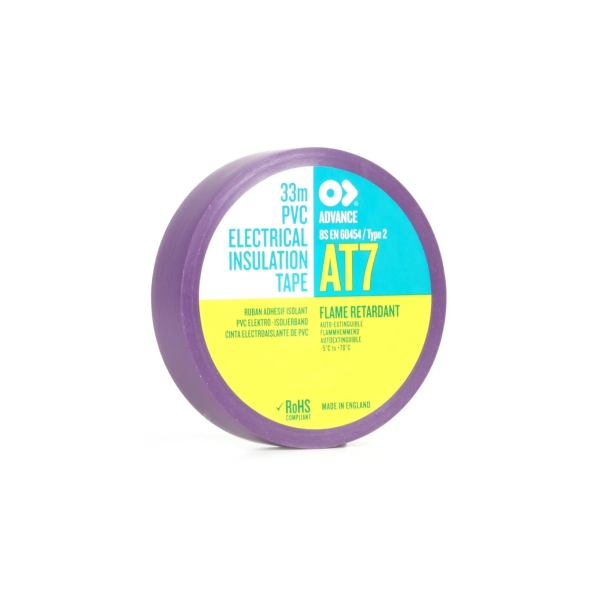 Advance AT7 PVC Electrical Insulation Tape, 19mm x 33m - Purple (Pack of 10)