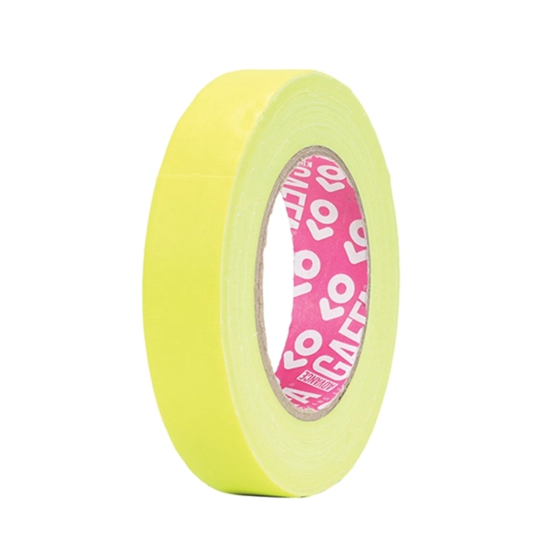 Advance AT215 Fluorescent Cloth Tape with UV Glow Gaffer Tape, 19mm x 25m - Yellow
