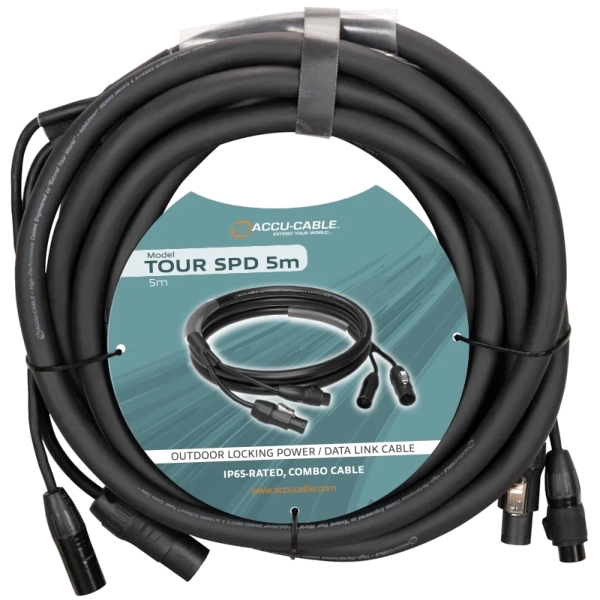Accu-Cable Tour SPD PowerCON TRUE1 & 5-Pin DMX Cable, 5m - IP65
