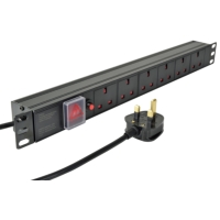Adastra 1U-PDU-6UK Rackmount Power Distribution Unit, 6x UK Sockets