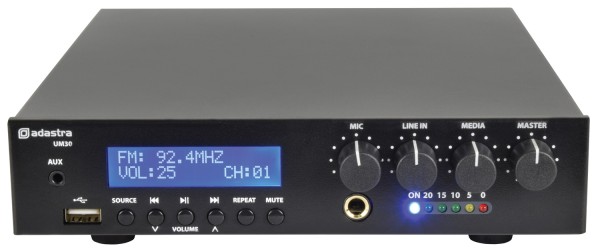Adastra UM30 Compact Mixer-Amplifier, 30W @ 8 Ohms or 100V Line