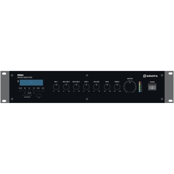 Adastra RM60 5-Channel Mixer-Amplifier, 60W @ 8 Ohms or 100V Line