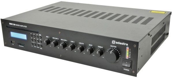Adastra RMC120 Mixer-Amplifier, 120W @ 8 Ohm or 100V Line with CD, USB, SD Card and FM Audio Player