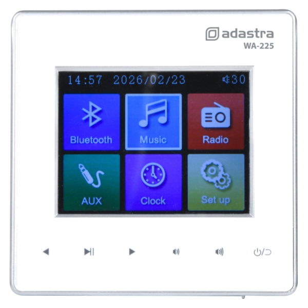 Adastra WA-225 Wall-Mount Amplifier with USB/SD, FM Tuner and Bluetooth, 2x 25w @ 4 Ohms