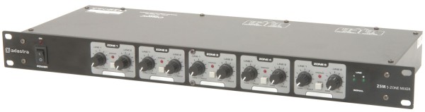 Adastra Z5M 1U Zone Mixer, 2 Inputs to 5 Outputs