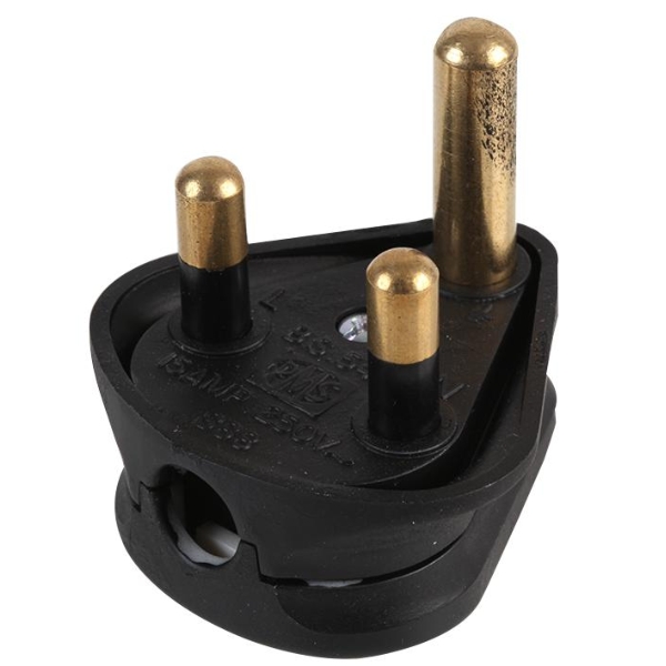 DuraPlug 15A Rewireable Round Pin Mains Plug, Black