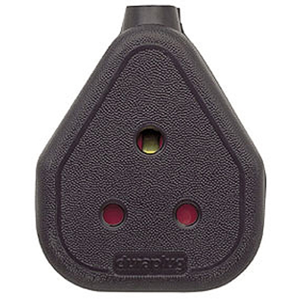 DuraPlug 15A Rewireable Round Pin Mains Socket, Black