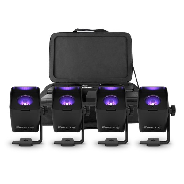 Chauvet DJ Freedom H1 Pack of 4 RGBAW+UV Battery Pin Spots - Black