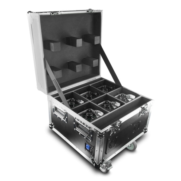 Chauvet Pro WELL FIT RGB LED Uplighter, 4x 10W - IP65 - Chrome 6 Pack in Charging Case