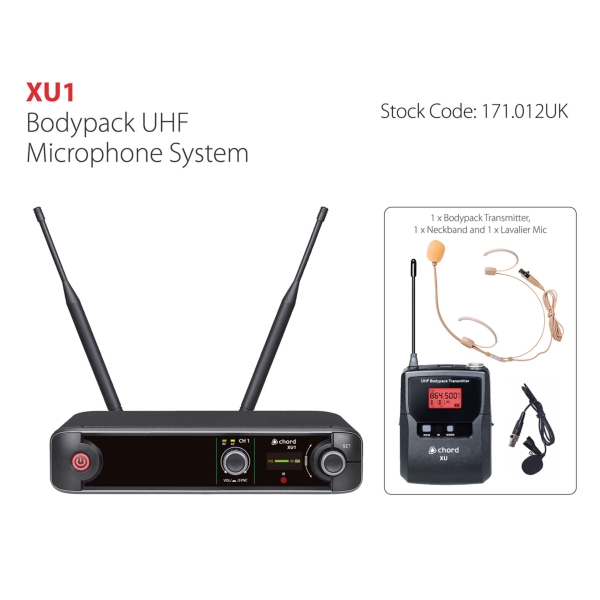 Chord XU1-B Single Bodypack UHF Microphone System - Channel 65/70