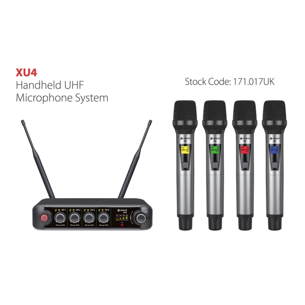 Chord XU4-H Quad Handheld UHF Microphone System - Channel 65/70