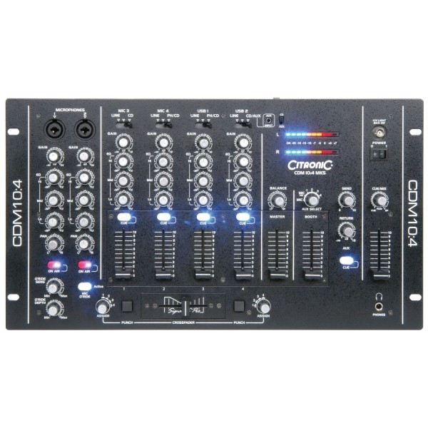 Citronic CDM10:4 Mk5 19 Inch 4 Channel DJ Mixer with USB