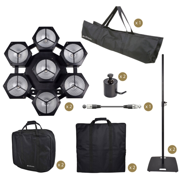 Citronic CosmoPAR Twin Packages with Stands & Bags - Black