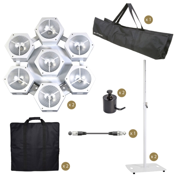 Citronic CosmoPAR Twin Package with Stands & Bags - White