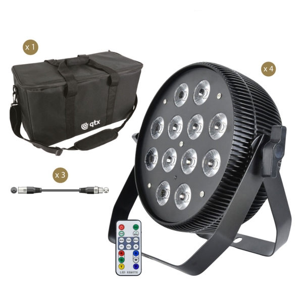 Citronic 4x MagicPAR-80 Fanless PAR 80W RGBWA/UV with bag - Black