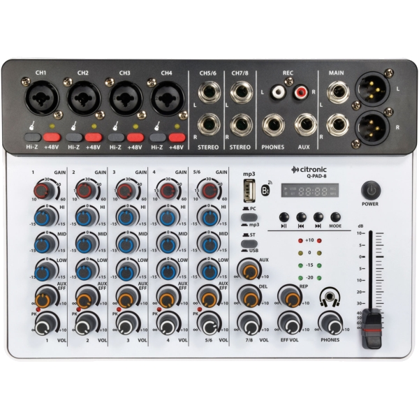 Citronic Q-PAD-8 Compact Mixer with USB/BT & Audio Interface